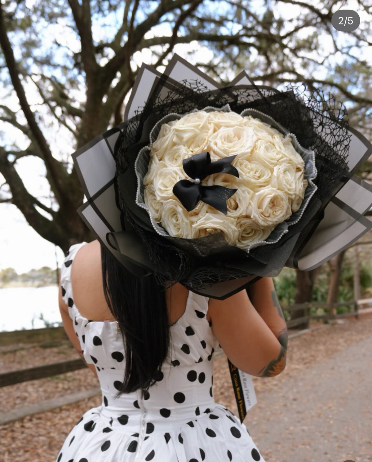Luxury White Rose Bouquet Black & White Edition