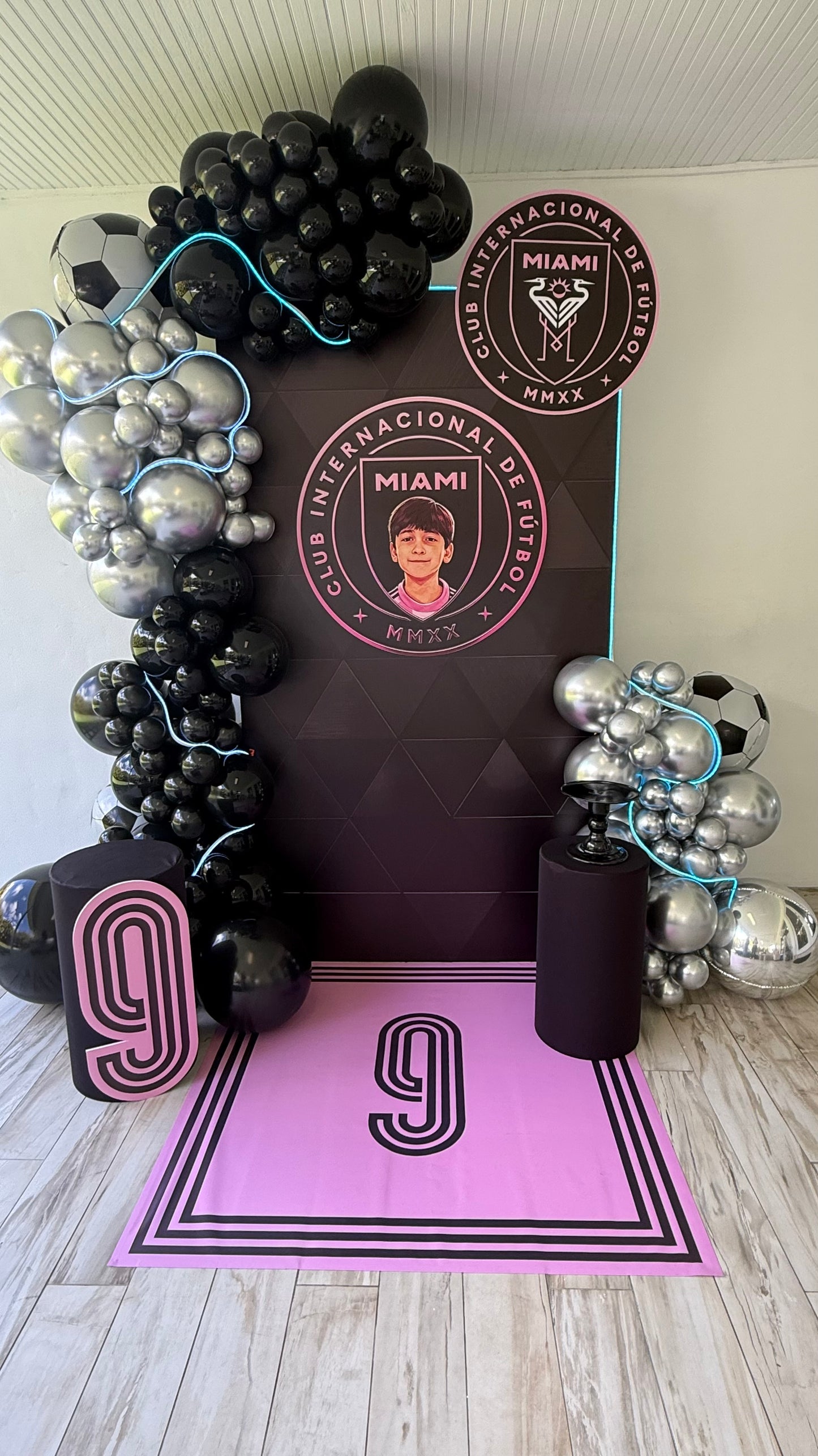 Inter Miami Balloon Decoration Premium Soccer Theme Setup
