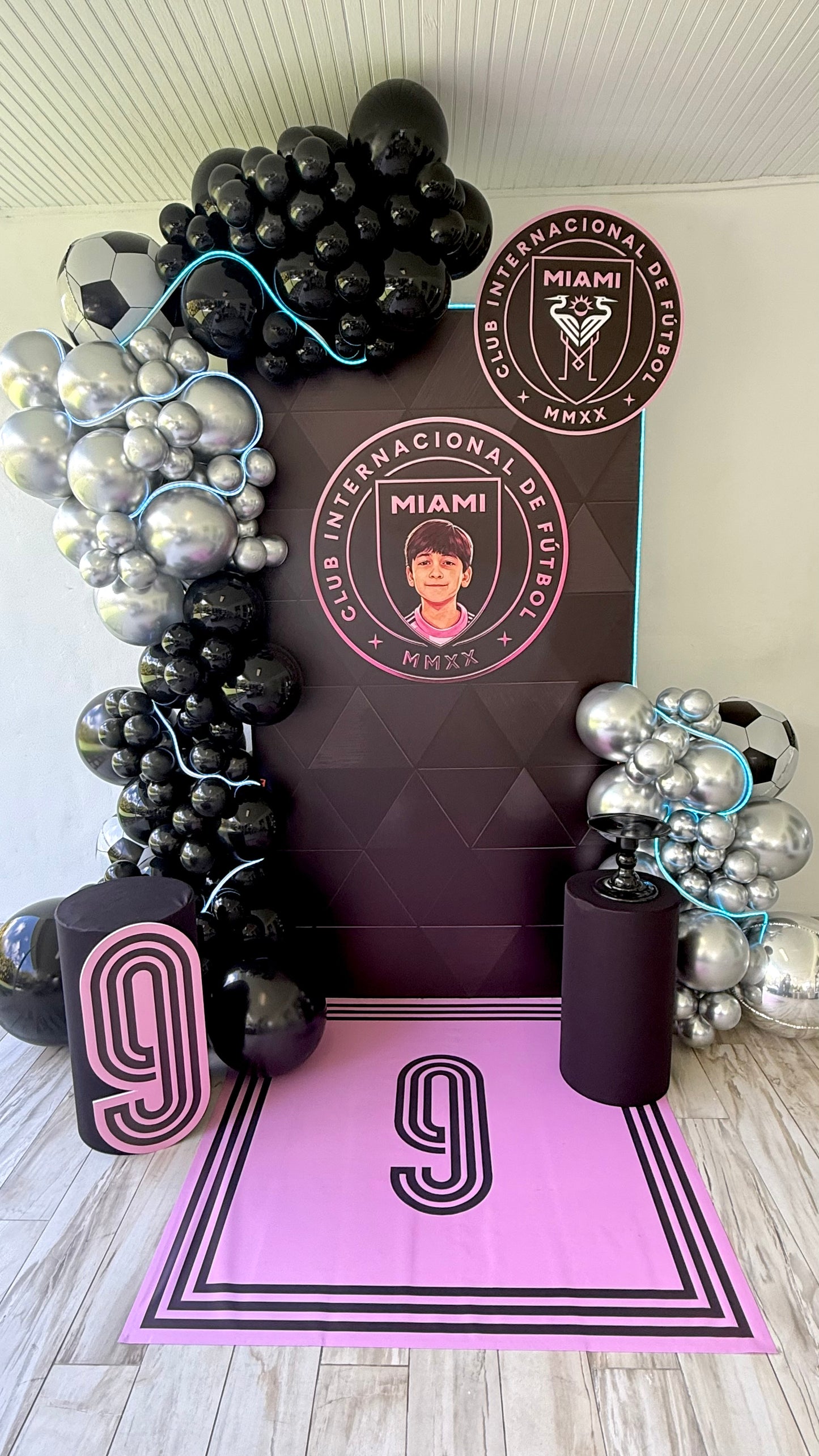 Inter Miami Balloon Decoration Premium Soccer Theme Setup
