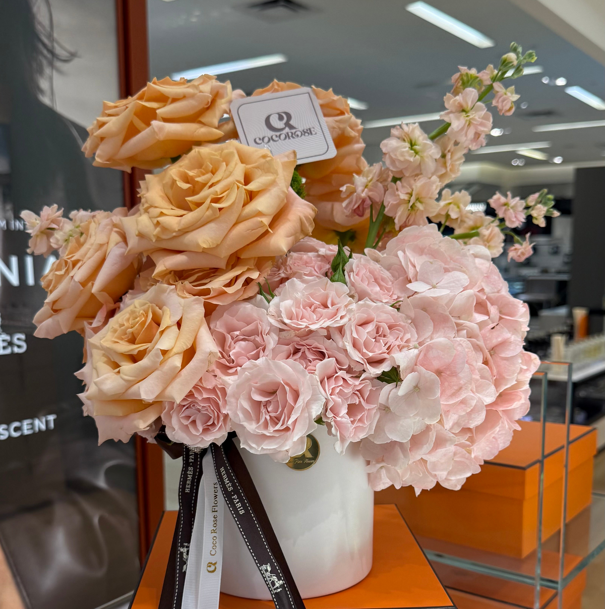 Luxury Blush Rose Arrangement in Ceramic Vase