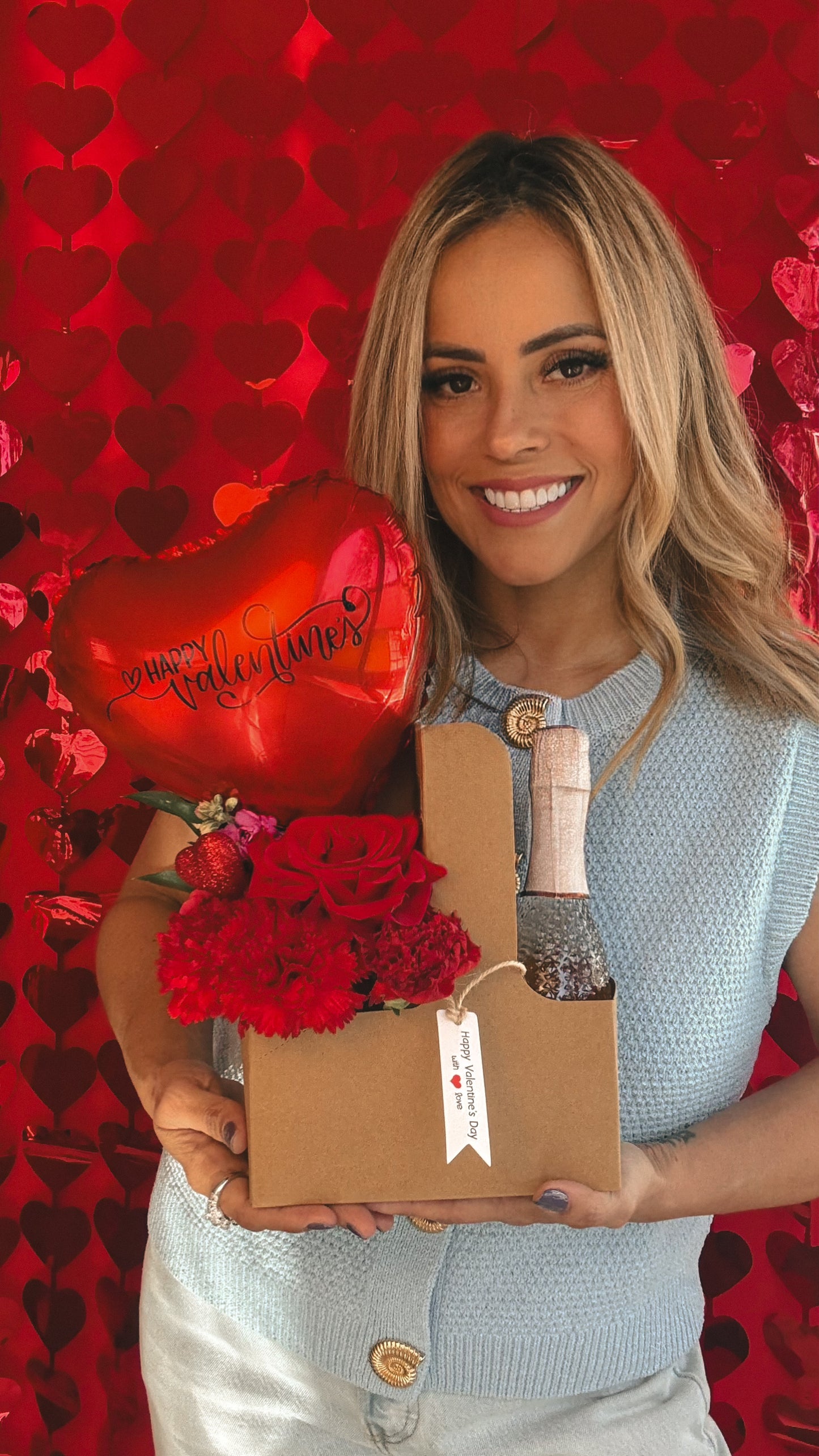 Mini Valentine’s Love Box Floral Gift with Prosecco or Wine
