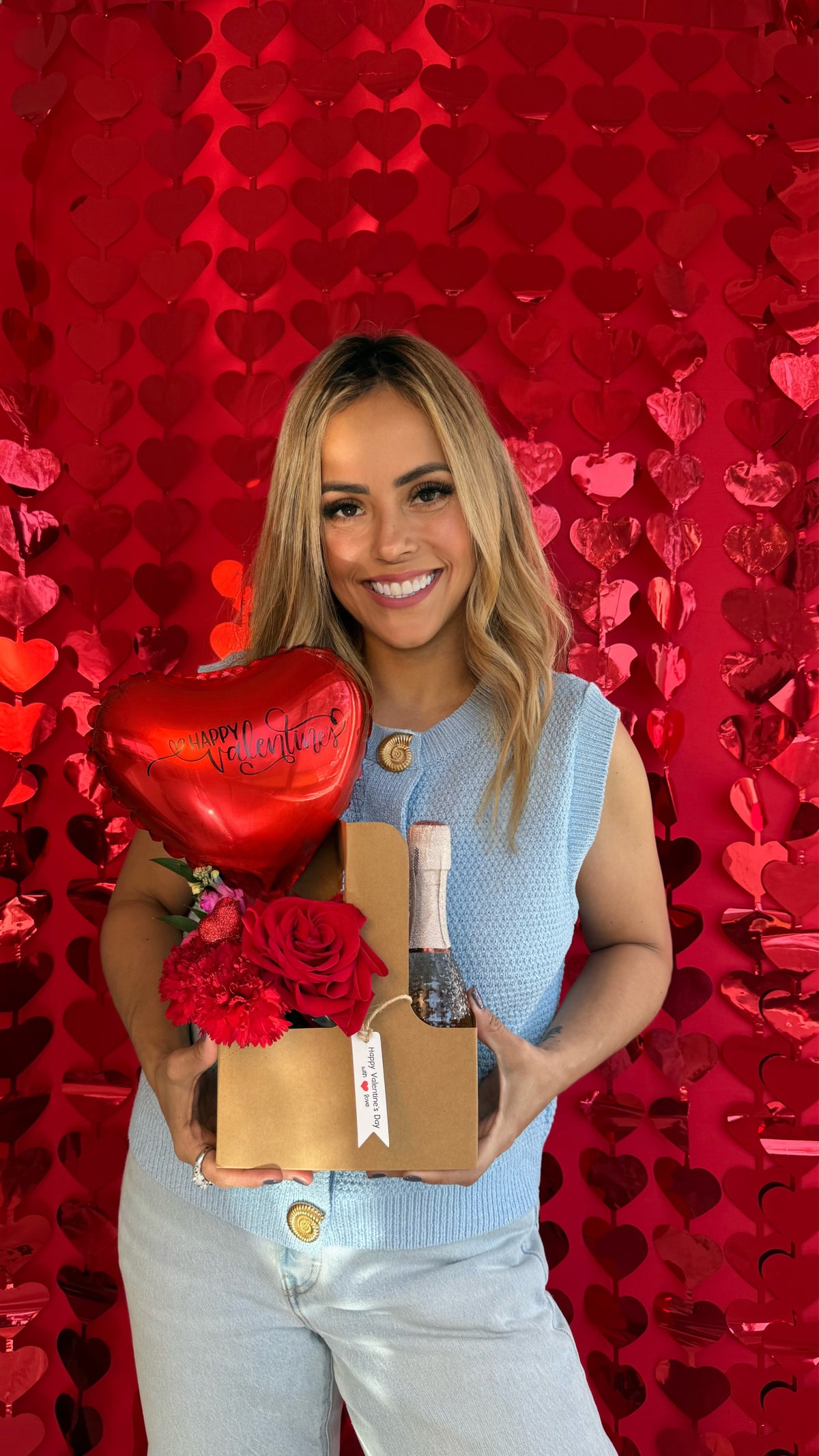 Mini Valentine’s Love Box Floral Gift with Prosecco or Wine