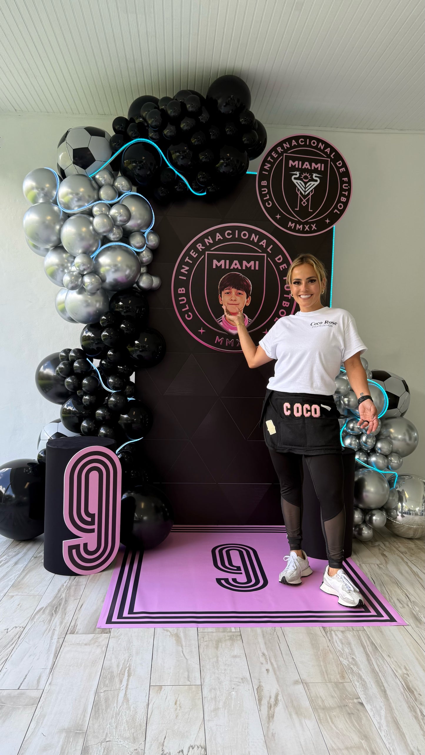 Inter Miami Balloon Decoration Premium Soccer Theme Setup