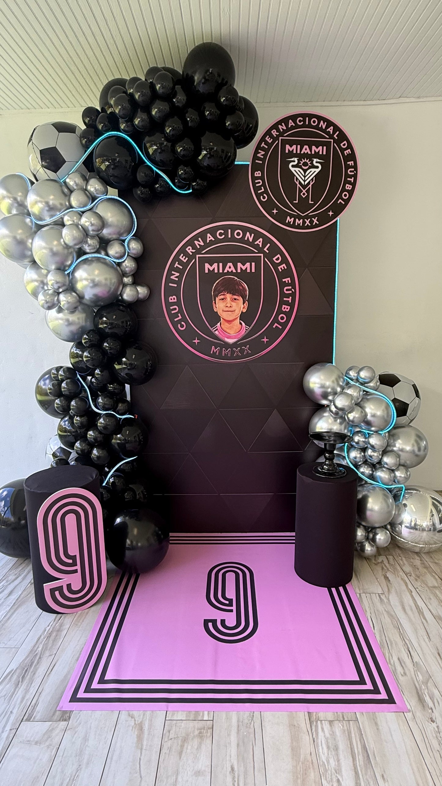 Inter Miami Balloon Decoration Premium Soccer Theme Setup