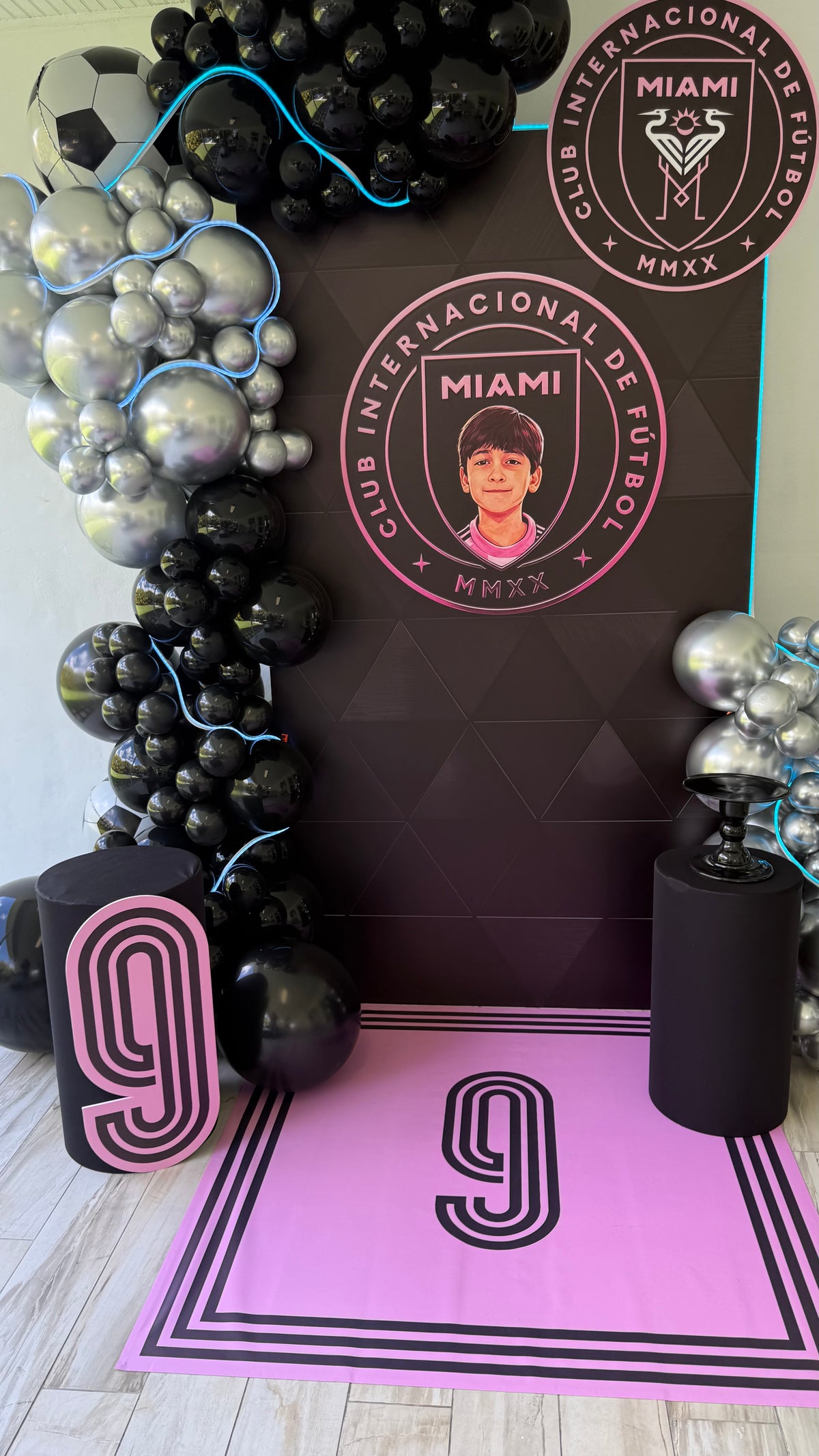 Inter Miami Balloon Decoration Premium Soccer Theme Setup
